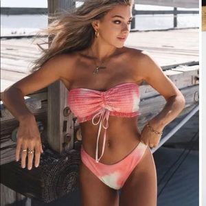 Jessica Stockstill x ZAFUL Tie Dye Cinched Smocked Bikini Swimsuit